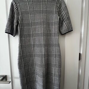 Chaps Black and White Plaid Midi Dress